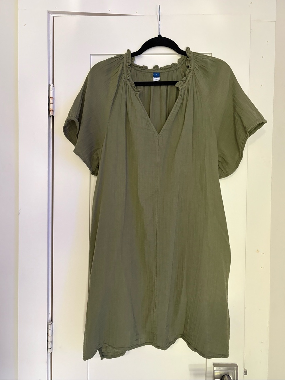 Old Navy Olive Green V-Neck Tunic with Ruffled Collar